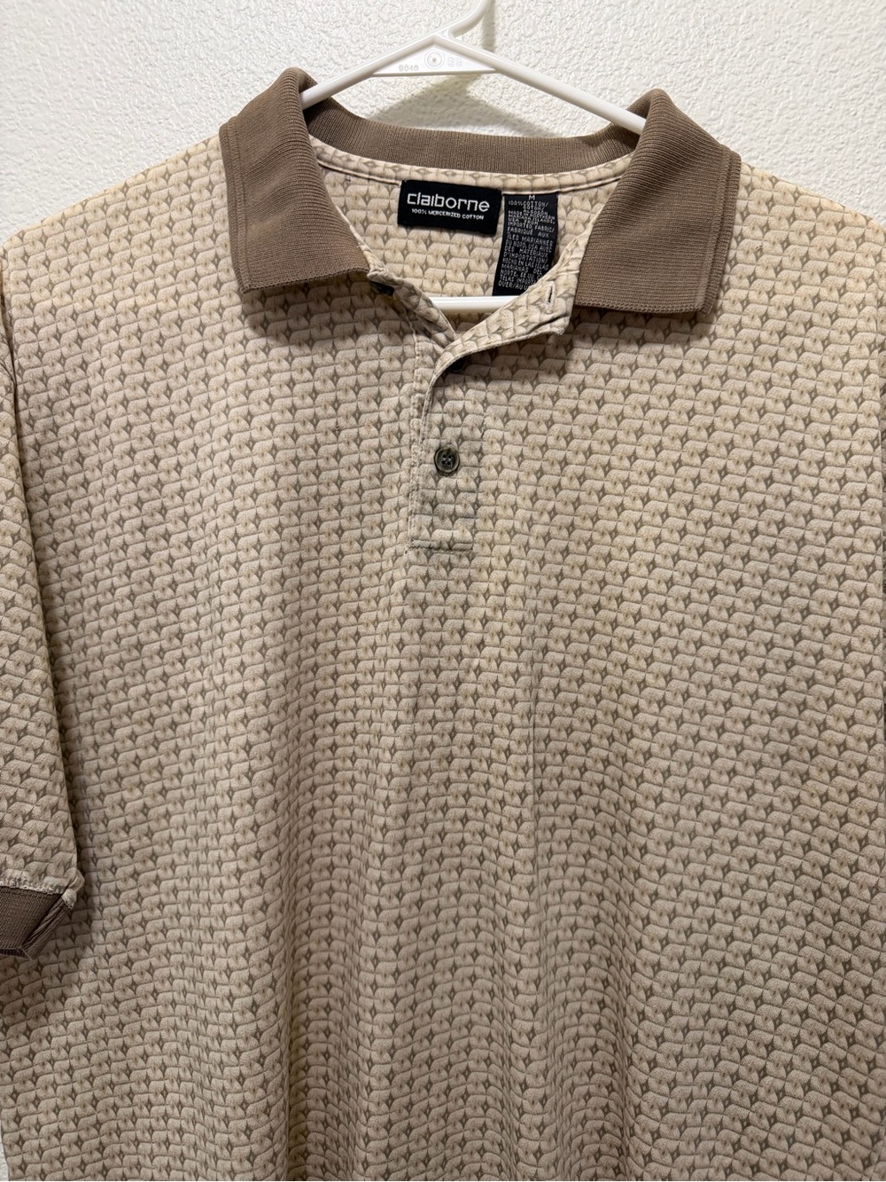 Claiborne Men's Tan Soft Cotton Polo Shirt, Med
